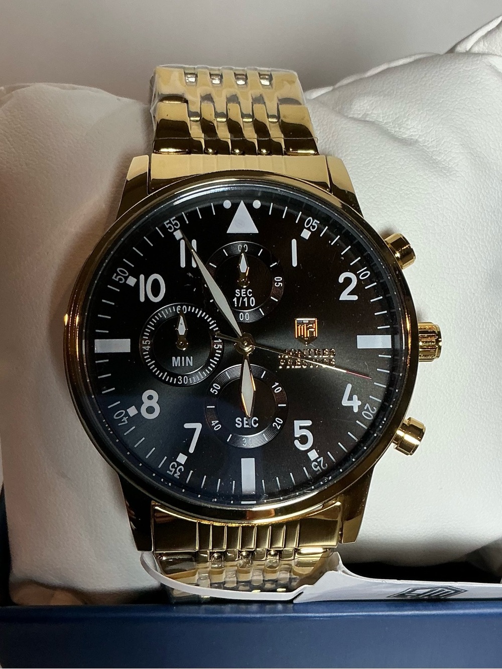 Gold-Tone Men’s Chronograph Watch with Black Dial(MPW-0079)
